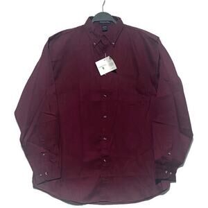 Jonathan Corey Dress Shirt Men's Size Large Button Up Red Burgundy Long Sleeve
